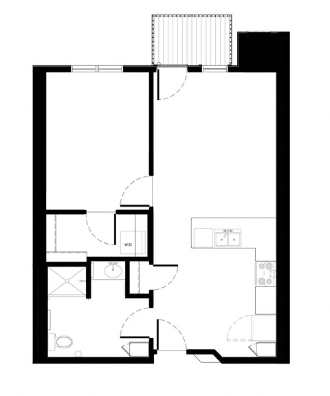 Floor plan for 1 bed, 1 bath, 704 sqft
